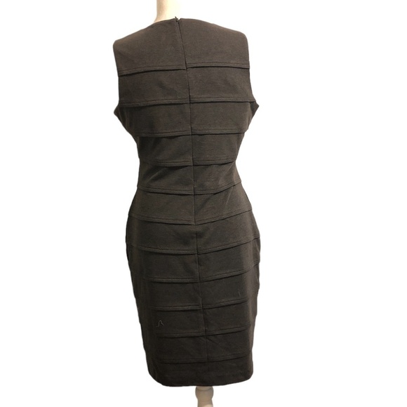 CALVIN KLEIN Sheath Dress Women's Size Small Gray Sleeveless Knit Stripes - Picture 3 of 9